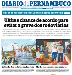 Leia o Jornal Diário de Pernambuco de hoje 23.11.2020