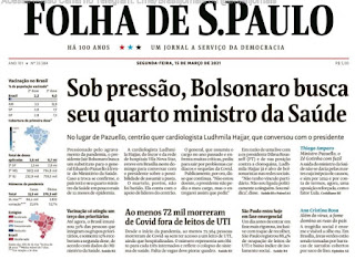 Leia o jornal Folha de São Paulo do dia 15.03.2021