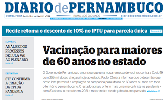 Leia o Jornal Diário de Pernambuco do dia 15.04.2021