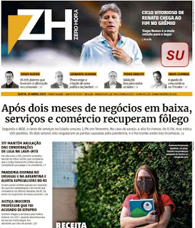 Leia o Jornal Zero Hora do dia 16.04.2021