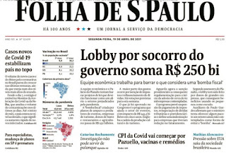 Leia o Jornal Folha de São Paulo do dia 19.04.2021