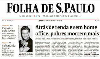 Leia o Jornal Folha e São paulo do dia 21.04.2021