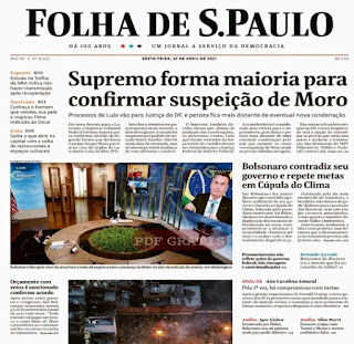 Leia o Jornal Folha de São Paulo dia 23.04.2021