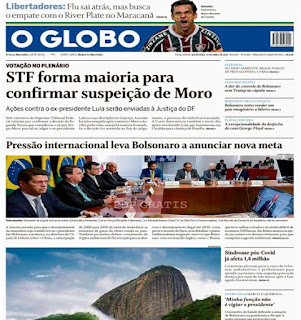 Leia o Jornal O Globo dia 23.04.2021