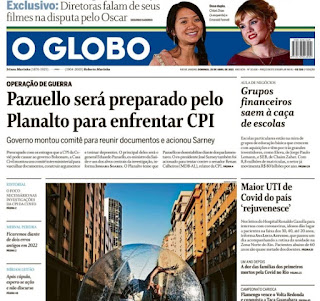 Leia o Jornal O Globo dia 25.04.2021