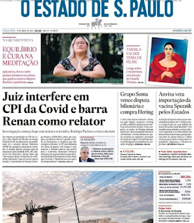 Leia o Jornal Estadão dia 27.04.2021