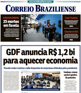 Leia o Jornal o Jornal Correio Braziliense do dia 07.05.2021