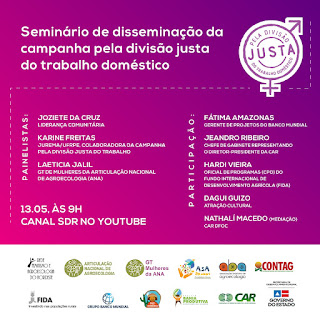 Seminário virtual vai abordar Divisão Justa do Trabalho Doméstico no próximo dia 13