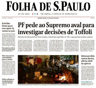 Leia o Jornal Folha de São Paulo do dia 12.05.2021