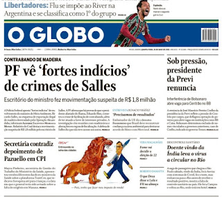 Leia o Jornal O Globo do dia 26.05.2021