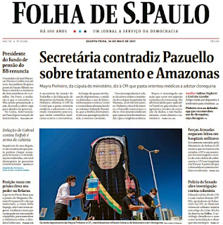 Leia o Jornal Folha de São Paulo do dia 26.05.2021