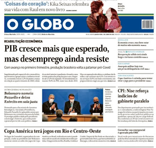 Leia o Jornal O Globo do dia 02.06.2021