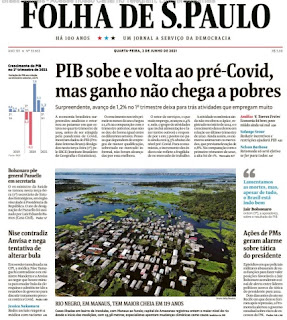 Leia o Jornal Folha de São Paulo do dia 02.06.2021