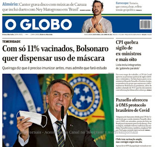 Leia o Jornal O Globo dia 11.06.2021
