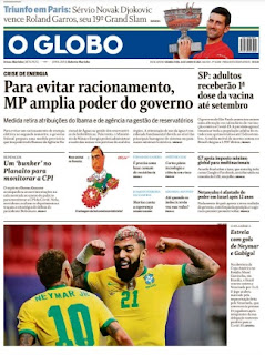 Leia o Jornal O Globo dia 14.06.2021