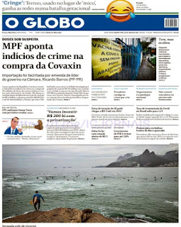 Leia o Jornal O Globo do dia 21.06.2021