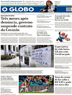Leia o Jornal O Globo do dia 30.06.2021