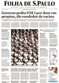 Leia o Jornal Folha de São Paulo do dia 30.06.2021
