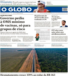 Leia o Jornal O Globo do dia 02.07.2021