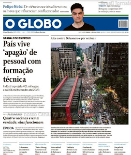 Leia o Jornal O Globo do dia 04.07.2021