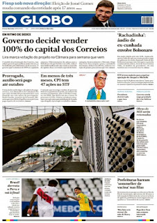 Leia o Jornal O Globo do dia 06.07.2021