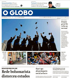 Leia o Jornal O Globo do dia 18.07.2021