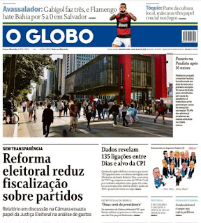 Leia o Jornal O Globo do dia 19.07.2021