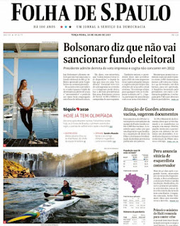 Leia o Jornal Folha de São Paulo do dia 20.07.2021