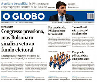 Leia o Jornal O Globo do dia 20.07.2021