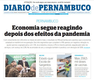 Leia o Jornal Diário de Pernambuco do dia 22.07.2021