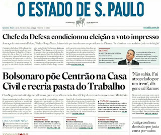 Leia o Jornal Estadão do dia 22.07.2021