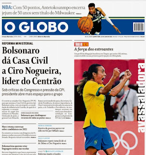 Leia o Jornal O Globo do dia 22.07.2021