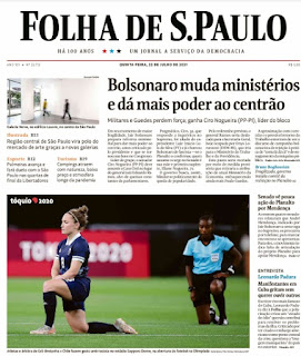 Leia o Jornal Folha de São Paulo do dia 22.07.2021