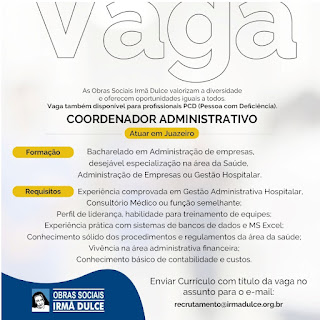 Hospital Regional de Juazeiro abre processo seletivo para Coordenador Administrativo