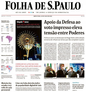 Leia o Jornal Folha de São Paulo do dia 23.07.2021