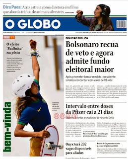 Leia o Jornal O Globo do dia 27.07.2021