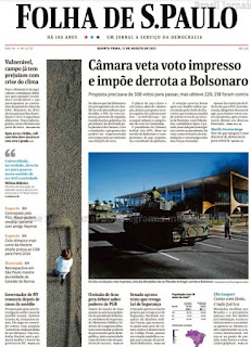 Leia o Jornal Folha de São Paulo do dia 11.08.2021