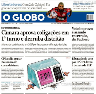 Leia o Jornal O Globo do dia 12.08.2021