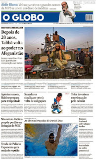 Leia o Jornal O Globo do dia 16.08.2021
