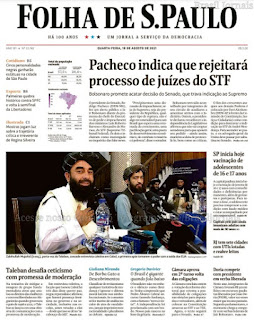 Leia o Jornal Folha de São Paulo do dia 18.08.2021