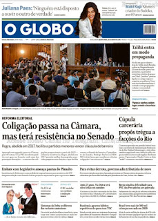 Leia o Jornal O Globo do dia 18.08.2021