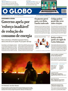 Leia o Jornal O Globo do dia 01.09.2021