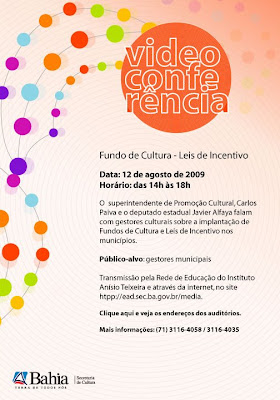 Videoconferência 12/08 – Fundos de Cultura e Leis de Incentivos.