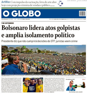 Leia o Jornal O Globo do dia 08.09.2021