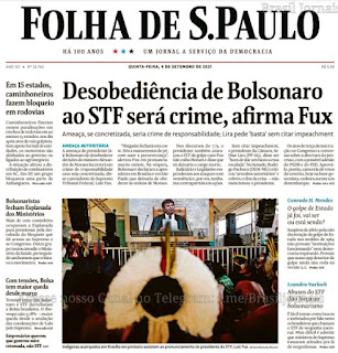 Leia o Jornal Folha de São Paulo do dia 09.09.2021