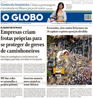 Leia o Jornal O Globo do dia 13.09.2021