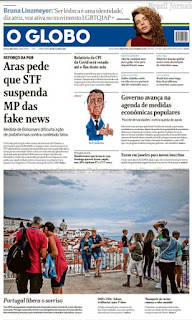 Leia o Jornal O Globo do dia 14.09.2021