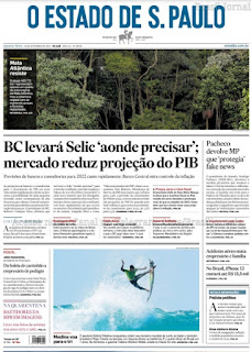 Leia o Jornal Estadão do dia 15.09.2021