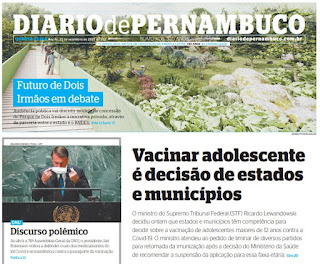 Leia o Jornal Diário de Pernambuco do dia 22.09.2021
