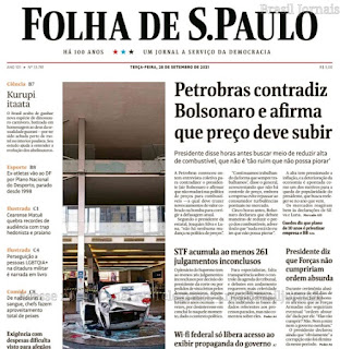 Leia o Jornal Folha de São Paulo do dia 28.09.2021